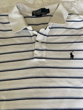 Polo by Ralph Lauren White Polo with Navy Stripes